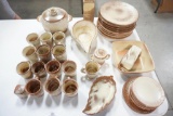 (39) PCS FRANCOMA POTTERY INCLUDING COOKIE JAR, DECANTER, PLATES, CUPS MISC