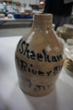 M SHEEHAN, TROY, N.Y. DECORATED STONEWARE JUG