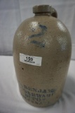 2-GALLON STONEWARE JUG WITH STENCILED JAS. BENJAMIN STONEWARE DEPOT, CINCI