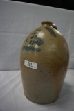 4-GALLON DECORATED STONEWARE JUG, LITTLE ROUGH AROUND SPOUT