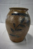 1-GALLON FLORAL DECORATED STONEWARE CROCK