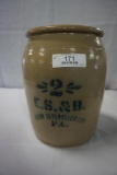 2 GALLON E.S.& B. NEW BRIGHTON, PA, STENCILED CROCK