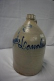 2-GALLON, WEST TROY, N.Y., STONEWARE JUG WITH WRITING