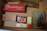 FLAT OF GAMES INCLUDING DOMINOES, ROOK, CHECKERS, STANDARD AUTHORS BY MCGLO