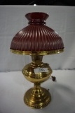 ALADDIN LAMP WITH BURGUNDY SHADE