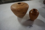 (2) WOOD CARVED VESSELS