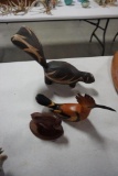 (3) CARVED ANIMALS INCLUDING AFRICAN HOOPOE HANDPAINTED & CARVED 223/2000,