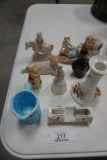 (9) PCS. INCLUDING (2) BISQUE BABIES, CARD HOLDER, PIE BIRD, BELL, NODDER,