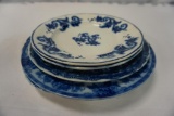 (5) FLOW BLUE DISHES