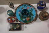 (9) PCS CLOISONNE INCLUDING (2) GINGER JARS, SMALL CONTAINER, SMALL BOWL, L