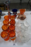 (16) PCS. CARNIVAL GLASS INCLUDING (3) NORTHWOOD BASKETS, KNOTTED BEADS VAS