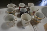 (9) SHAVING MUGS, CONDUCTOR MISSING A HANDLE