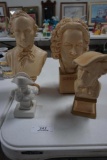 (4) BUSTS INCLUDING MENDELSSOHN, BACH, WAGNER, NAPOLEAN