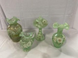 (4) PCS. FENTON HAND-PAINTED AND ARTIST SIGNED VASES