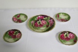 GERMAN HANDPAINTED BERRY SET WITH (5) BERRY BOWLS