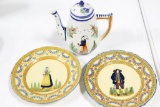 (3) PCS QUIMPER INCLUDING (2) PLATES AND TEAPOT