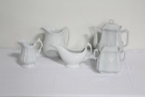 (5) PCS IRONSTONE INCLUDING COFFEE POT, (2) PITCHERS, GRAVY BOAT, SUGAR CON