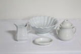 (4) PCS IRONSTONE INCLUDING SERVING BOWL, SUGAR CONTAINER, SMALL PITCHER, S