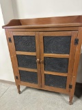 EARLY TURNED LEG UNUSUAL 12-TIN PIE SAFE WITH GALLERY, 42