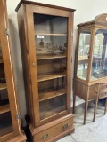 PINE 1-DRW., 4-SHELF DISPLAY CABINET, 25