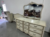 5-PIECE FRENCH PROVENCIAL BEDROOM SUITE, INCLUDING DRESSER AND MIRROR, BED,
