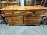 PINE 7-DRW DRESSER, CARVED SHELL DESIGN, 55