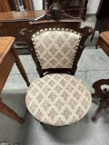 PAIR OF WALNUT VICTORIAN UPHOLSTERED PARLOR CHAIRS WITH MINERVA HEAD CARVIN