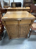 UNUSUAL OAK SEWING CABINET, WITH DRESSMAKER SEWING MACHINE, WITH ADDED SEWI