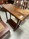 WOOD VICTORIAN SPOOL LEG SIDE TABLE, 13