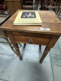 EARLY SHERATON STAND WITH CHECKER-BOARD ON BOTTOM OF DRAWER, 19