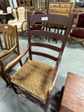 EARLY LARGE SIZE LADDERBACK ARM CHAIR, ORIGINAL RED PAINT