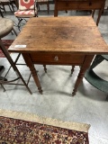 EARLY CHERRY 1-DRW, TURNED LEG STAND, 21.5