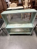 BLUE DOVETAILED 3-SHELF BUCKET BENCH, 33