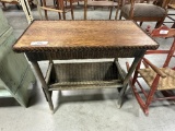 WICKER MAGAZINE RACK WITH OAK TOP, 24