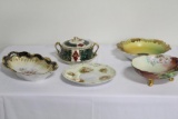 (5) PCS HANDPAINTED CHINA INCLUDING PORTRAIT BOWL, FLORAL PAINTED PLATE, BI