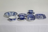 (7) PCS FLOW BLUE INCLUDING SERVING BOWL, WASTE BOWL, (2) CUP & SAUCERS, SE