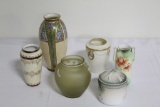 (6) PCS INCLUDING BELLEEK ART DECO VASE, LENNOX HANDPAINTED VASE, PORTRAIT