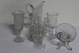 (5) PCS INCLUDING ART GLASS VASE, LARGE CORNUCOPIA, (2) CELERY, LARGE PITCH