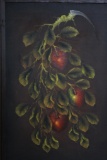 LARGE ORIGINAL FRAMED OIL ON CANVAS OF APPLES, 28.5