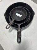 WAGNER WARE IRON SKILLET & (2) ADDITIONAL SKILLETS