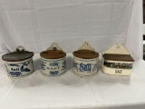 (4) WOOD LIDDED SALTS