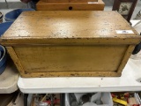 MUSTARD PAINTED WOOD BOX, 21.25