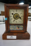 SMALL TABLE CLOCK W/DECORATED FACE, 9.34