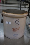 5-GAL. CROCK WITH CHIP IN HANDLE