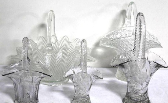 (5) GLASS BASKETS, VARIOUS SIZES