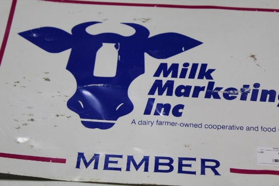 MILK MARKETING SIGN, 18" X 12", STECKLEY GENETIC GIANT SIGN, 12" X 12"