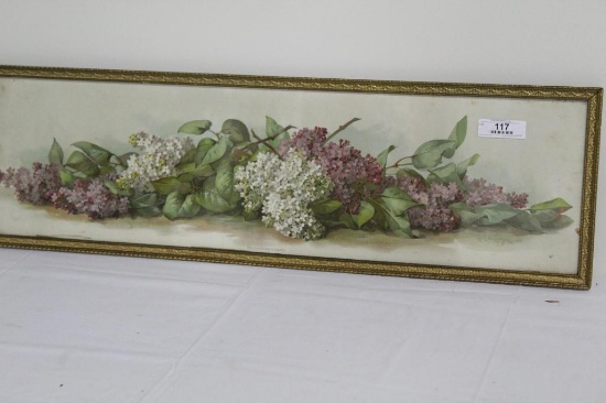 YARD LONG PURPLE AND WHITE LILACS, 37" X 11"