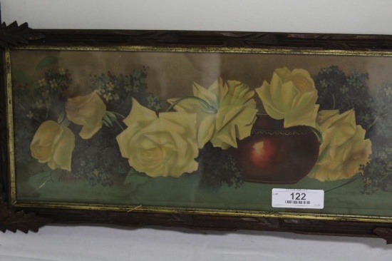(2) CROSSBOW FRAMED FLORAL, SOME LOSS TO RELIEF