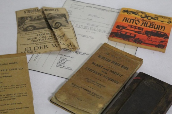 FLAT OF LEDGERS, SHARPENING STONE, PAPER GOODS