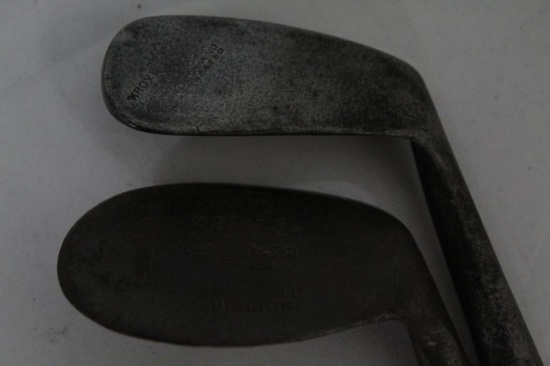 2 WOOD SHAFT CLUBS - KROYDON 35 DEGREE MASHIE, WILSON DREADNAUGHT NIBLICK
